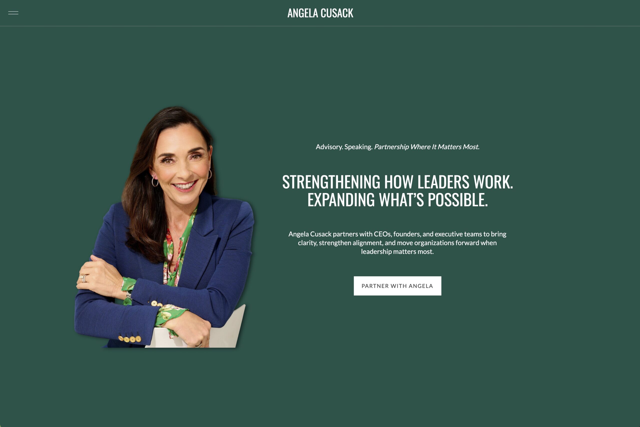 Igniting Success website featuring executive lifestyle and environmental brand photography of Angela Cusack