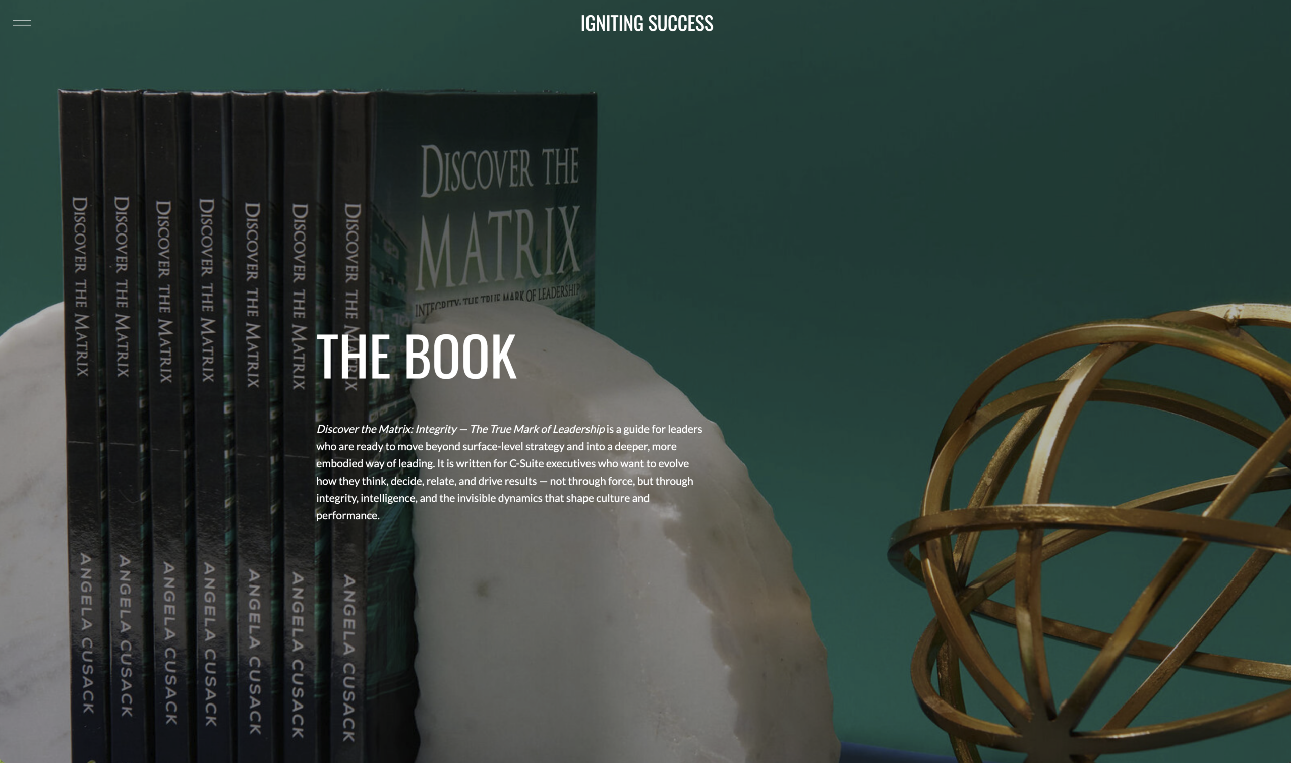 Discover the Matrix page featuring styled commercial photography for Igniting Success